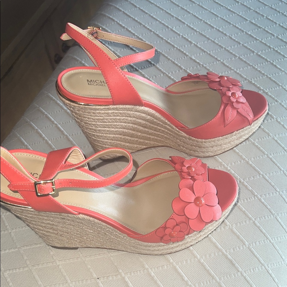 Michael Kors Pink Wedge Sandals with Espadrille Heel. Worn once.